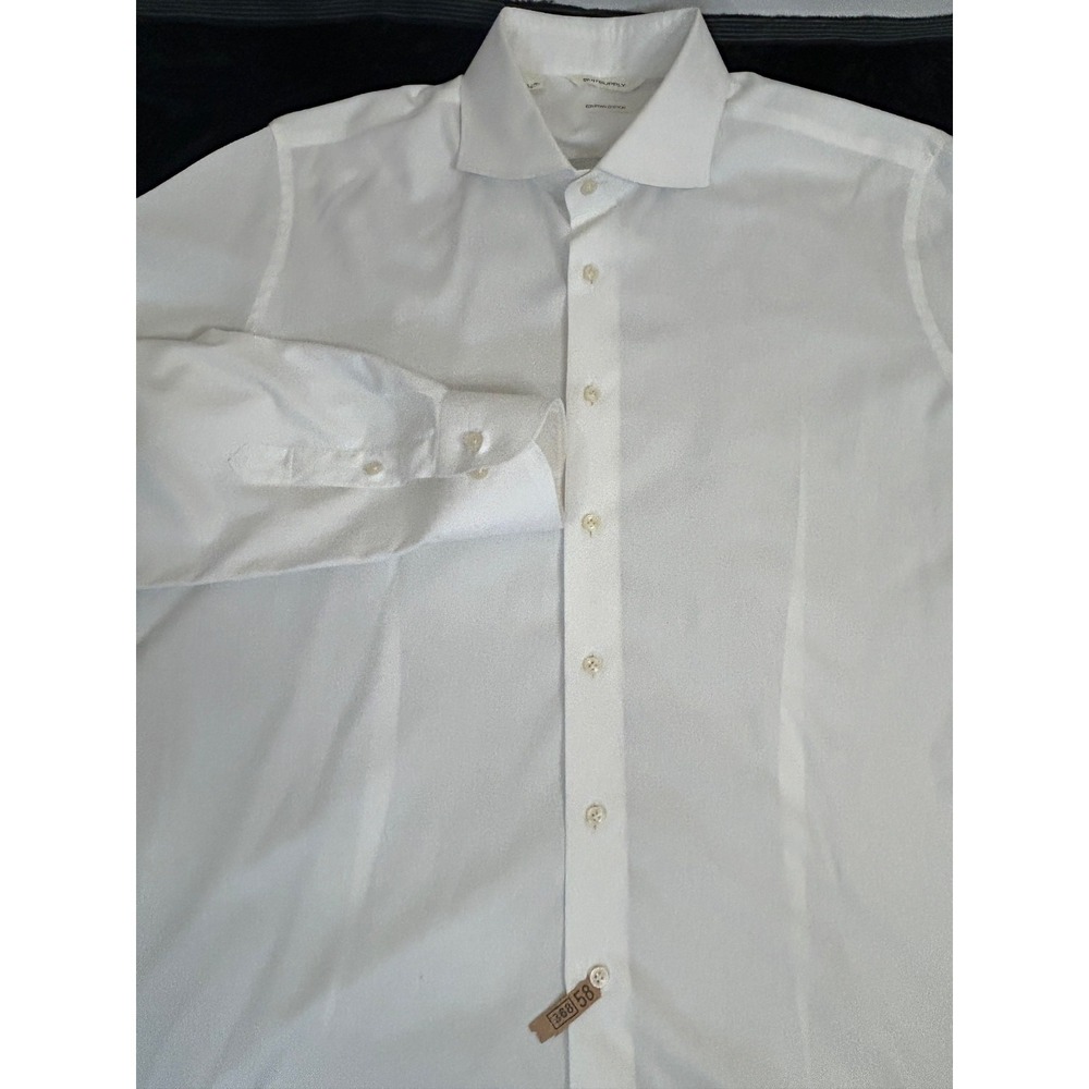 SuitSupply Extra Slim Fit Cotton Size 17.5L Mens White Spread Collar Dress Shirt